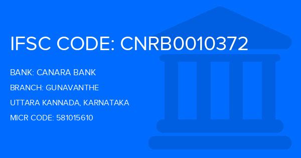 Canara Bank Gunavanthe Branch IFSC Code