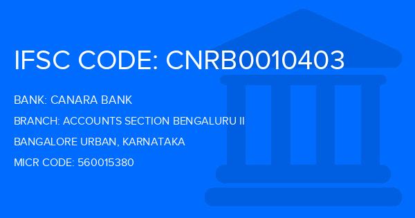 Canara Bank Accounts Section Bengaluru Ii Branch IFSC Code