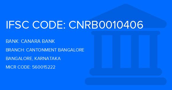 Canara Bank Cantonment Bangalore Branch IFSC Code