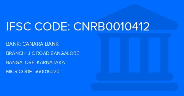 Canara Bank J C Road Bangalore Branch IFSC Code