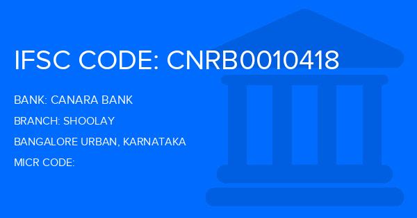 Canara Bank Shoolay Branch IFSC Code