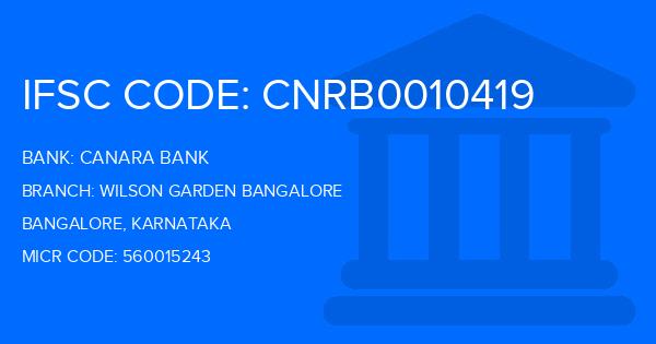 Canara Bank Wilson Garden Bangalore Branch IFSC Code