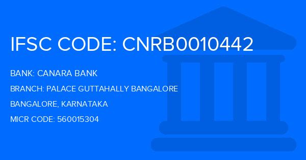 Canara Bank Palace Guttahally Bangalore Branch IFSC Code