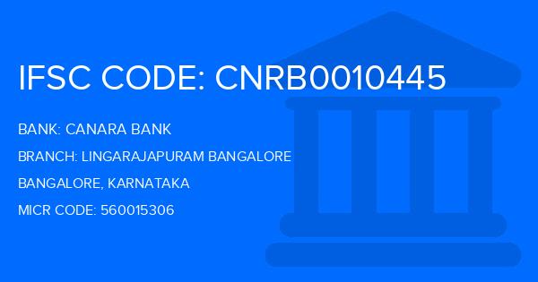 Canara Bank Lingarajapuram Bangalore Branch IFSC Code