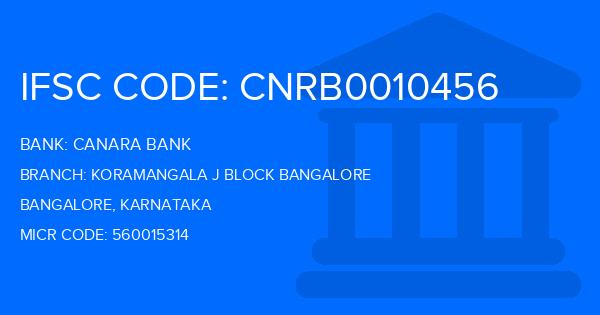 Canara Bank Koramangala J Block Bangalore Branch IFSC Code