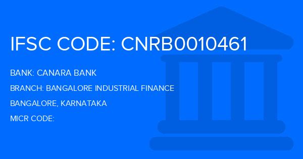 Canara Bank Bangalore Industrial Finance Branch IFSC Code