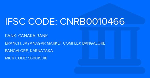 Canara Bank Jayanagar Market Complex Bangalore Branch IFSC Code