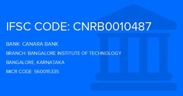 Canara Bank Bangalore Institute Of Technology Branch IFSC Code