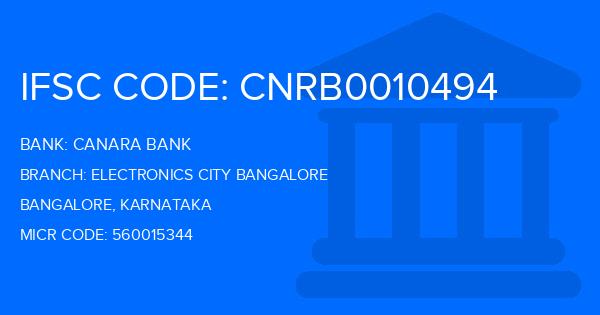 Canara Bank Electronics City Bangalore Branch IFSC Code