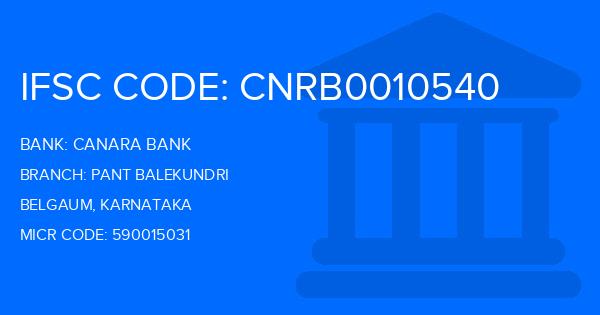 Canara Bank Pant Balekundri Branch IFSC Code