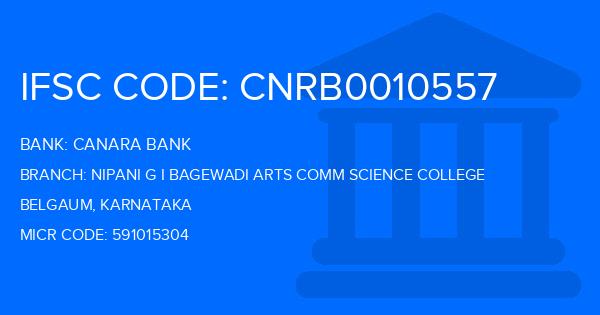 Canara Bank Nipani G I Bagewadi Arts Comm Science College Branch IFSC Code