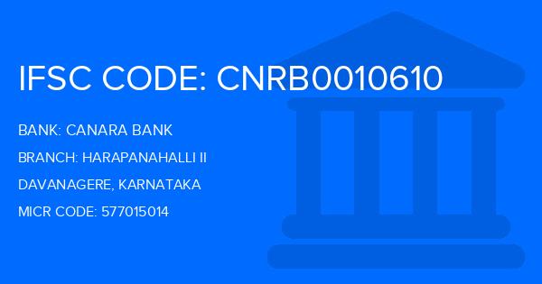 Canara Bank Harapanahalli Ii Branch IFSC Code
