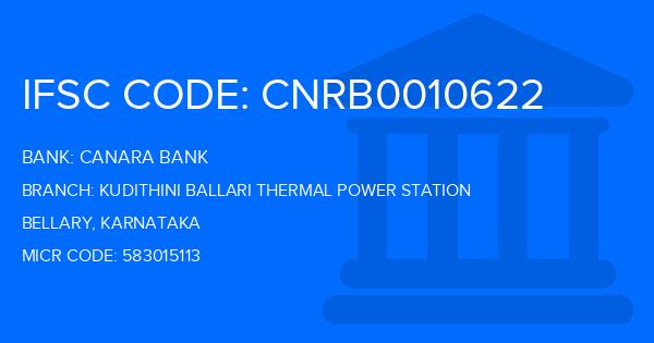 Canara Bank Kudithini Ballari Thermal Power Station Branch IFSC Code