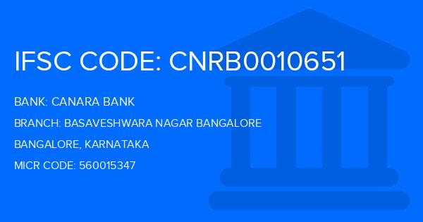 Canara Bank Basaveshwara Nagar Bangalore Branch IFSC Code