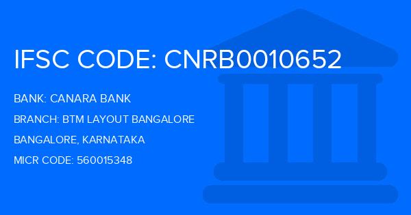 Canara Bank Btm Layout Bangalore Branch IFSC Code