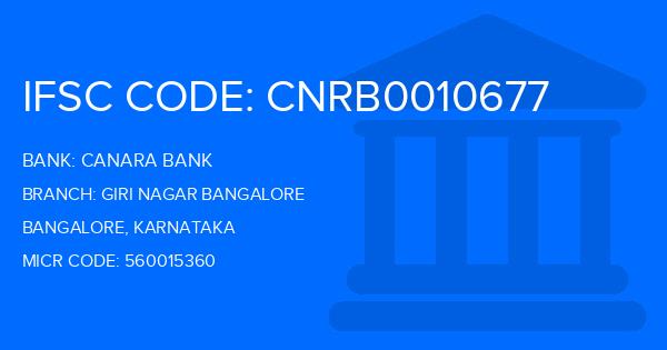 Canara Bank Giri Nagar Bangalore Branch IFSC Code