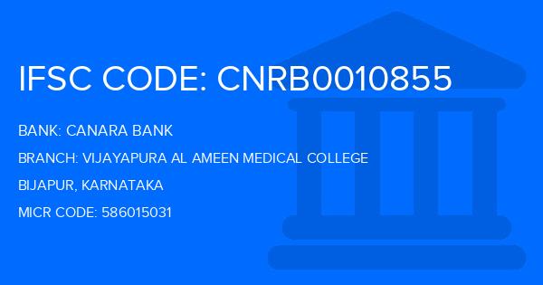 Canara Bank Vijayapura Al Ameen Medical College Branch IFSC Code