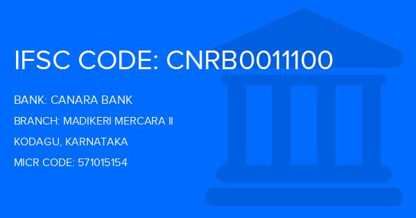 Canara Bank Madikeri Mercara Ii Branch IFSC Code