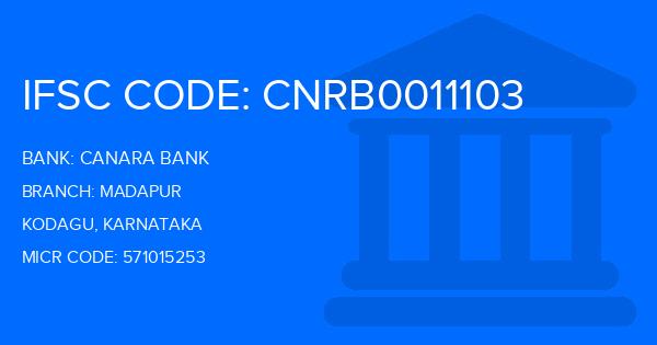 Canara Bank Madapur Branch IFSC Code