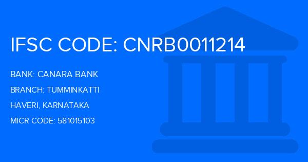 Canara Bank Tumminkatti Branch IFSC Code