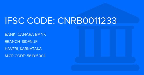 Canara Bank Sidenur Branch IFSC Code