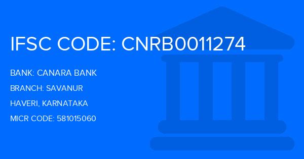 Canara Bank Savanur Branch IFSC Code