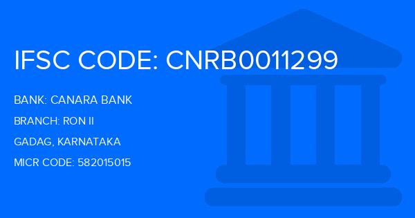 Canara Bank Ron Ii Branch IFSC Code