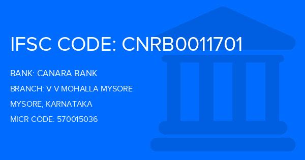 Canara Bank V V Mohalla Mysore Branch IFSC Code