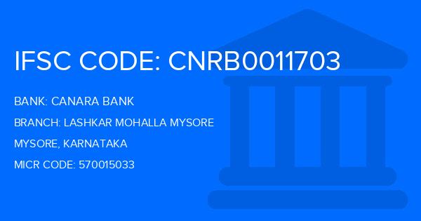 Canara Bank Lashkar Mohalla Mysore Branch IFSC Code