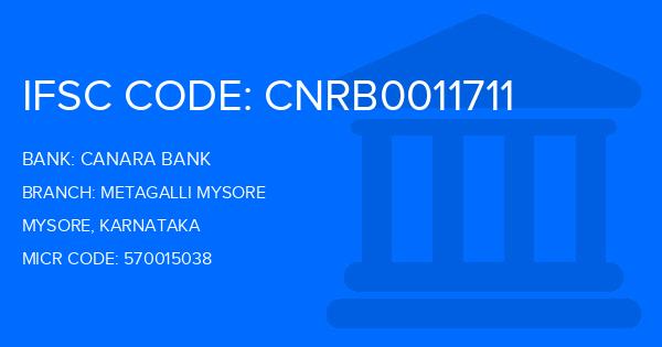 Canara Bank Metagalli Mysore Branch IFSC Code