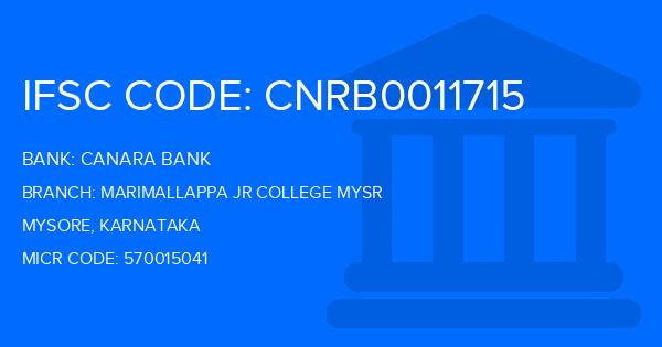 Canara Bank Marimallappa Jr College Mysr Branch IFSC Code
