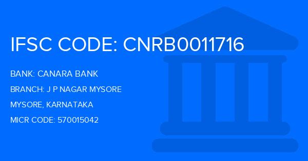 Canara Bank J P Nagar Mysore Branch IFSC Code