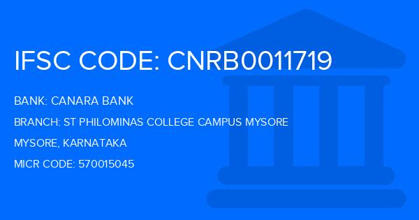 Canara Bank St Philominas College Campus Mysore Branch IFSC Code