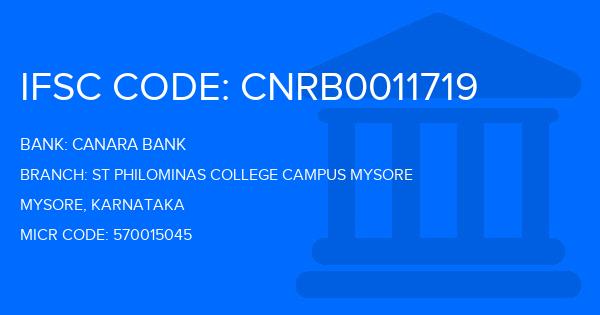 Canara Bank St Philominas College Campus Mysore Branch IFSC Code