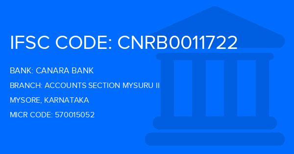 Canara Bank Accounts Section Mysuru Ii Branch IFSC Code