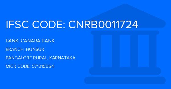 Canara Bank Hunsur Branch IFSC Code