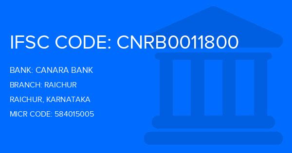 Canara Bank Raichur Branch IFSC Code