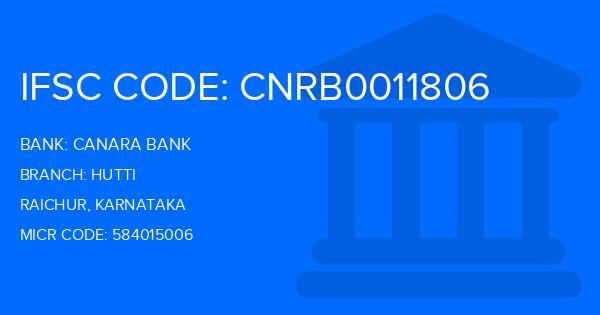 Canara Bank Hutti Branch IFSC Code