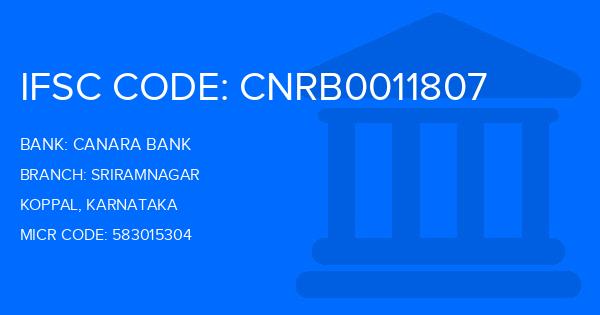 Canara Bank Sriramnagar Branch IFSC Code