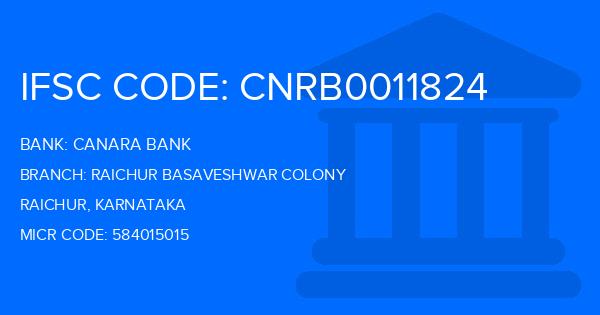 Canara Bank Raichur Basaveshwar Colony Branch IFSC Code