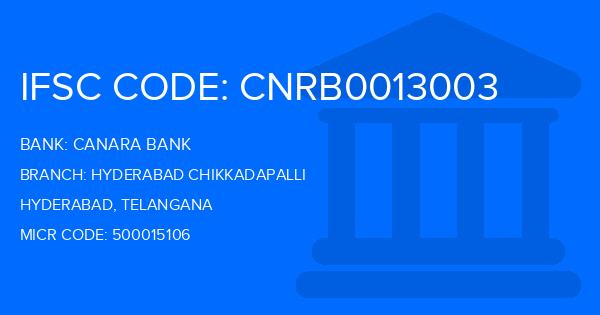 Canara Bank Hyderabad Chikkadapalli Branch IFSC Code