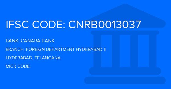 Canara Bank Foreign Department Hyderabad Ii Branch IFSC Code