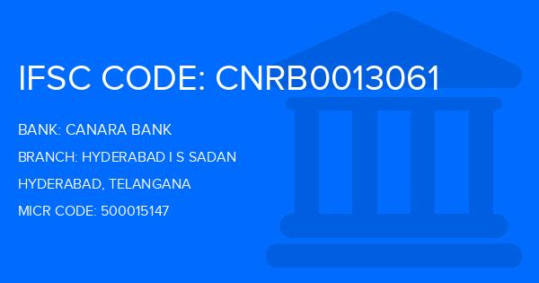 Canara Bank Hyderabad I S Sadan Branch IFSC Code
