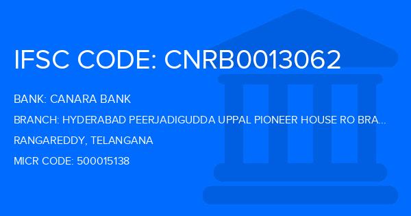 Canara Bank Hyderabad Peerjadigudda Uppal Pioneer House Ro Branch