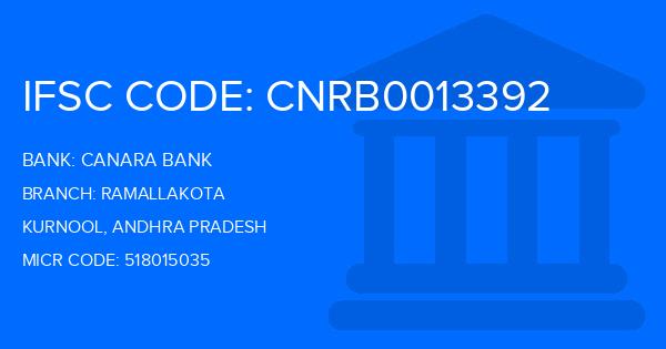 Canara Bank Ramallakota Branch IFSC Code