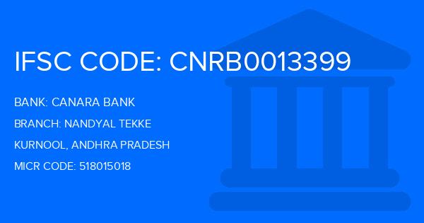 Canara Bank Nandyal Tekke Branch IFSC Code