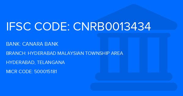 Canara Bank Hyderabad Malaysian Township Area Branch IFSC Code