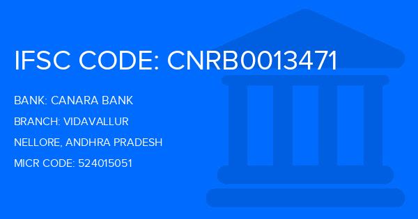 Canara Bank Vidavallur Branch IFSC Code