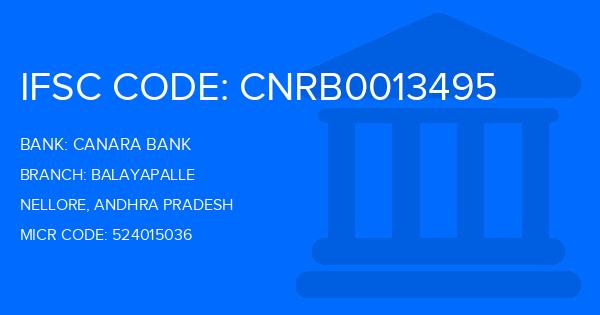 Canara Bank Balayapalle Branch IFSC Code