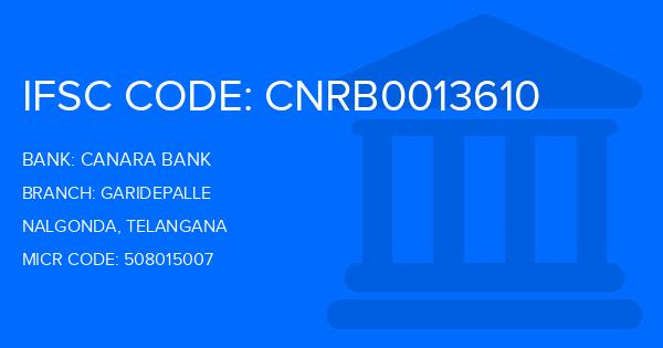 Canara Bank Garidepalle Branch IFSC Code